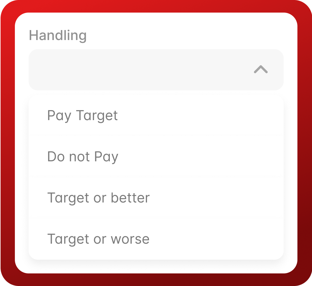UI element showing payment options based on target achievement